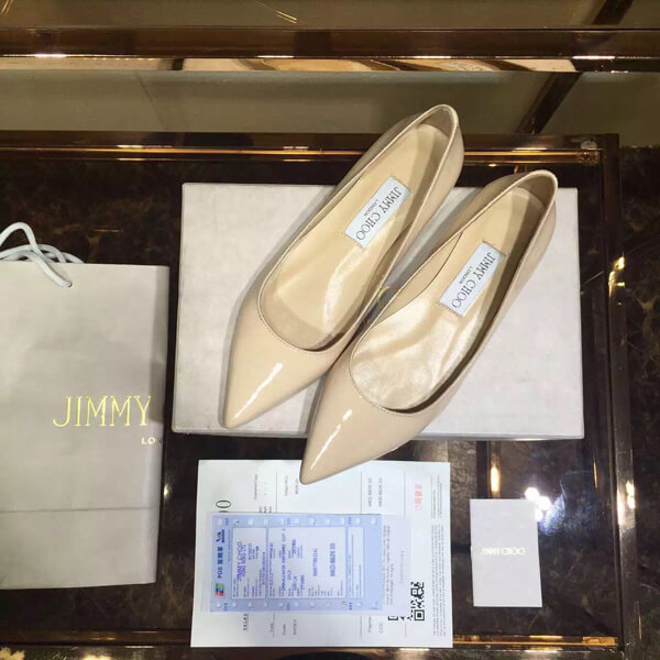 2016-17AW コレクションジミーチュウスーパーコピー JIMMY CHOO☆ROMY レザーバレリーナ Apricot